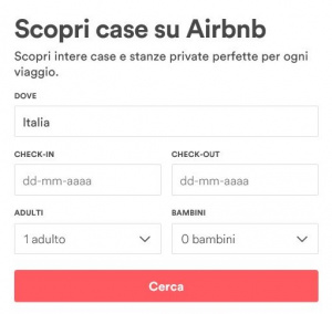 Guida all'utilizzo di Airbnb - schermata home